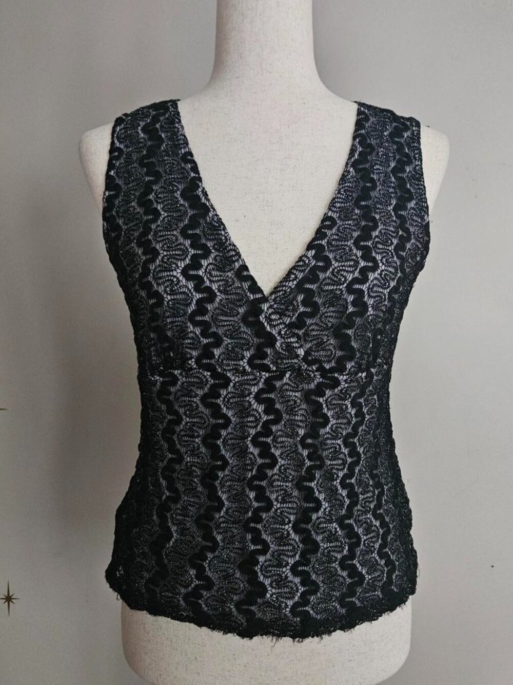 Vtg AB Studio Sz Small Lace Tank Top, V-Neck